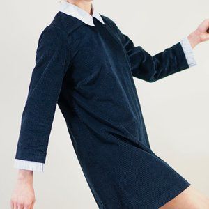 Witchy Chic Dress in Deep Navy Corduroy